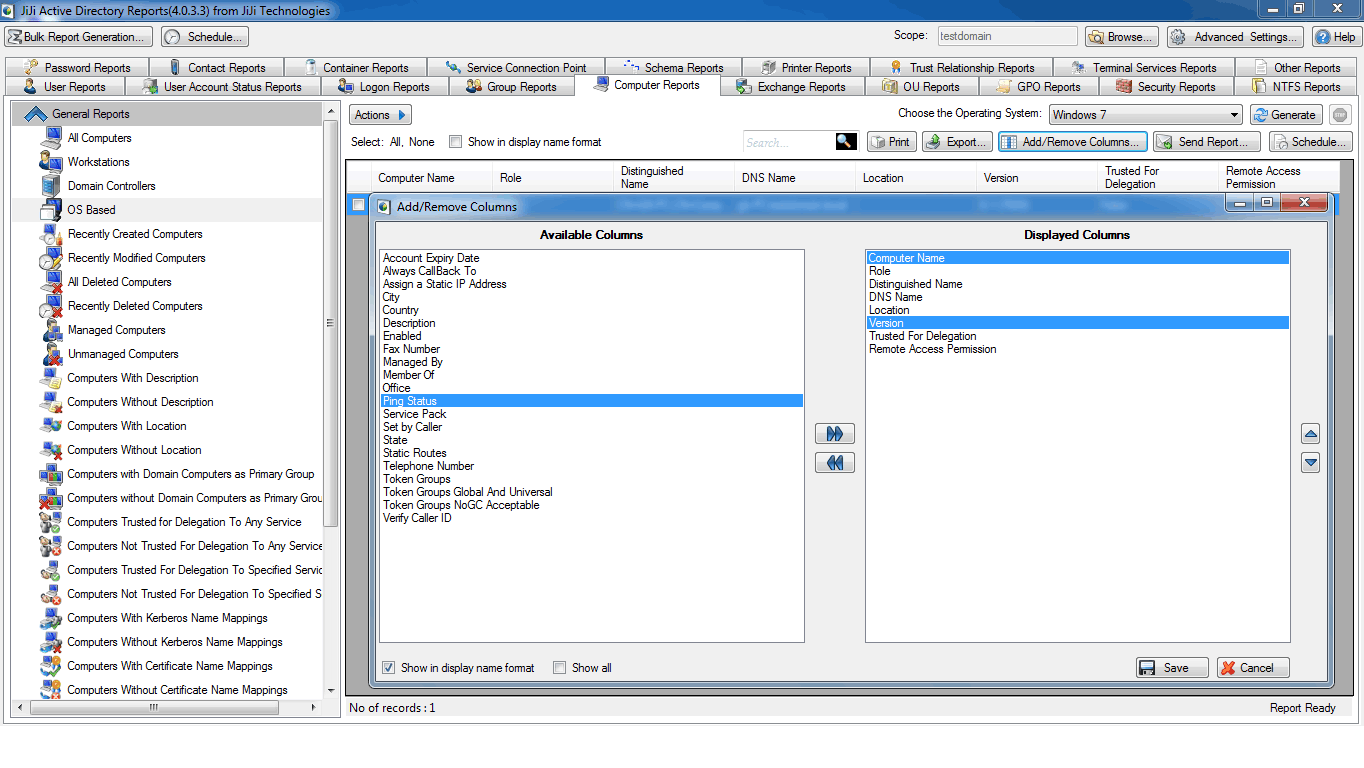 Active Directory OS Report